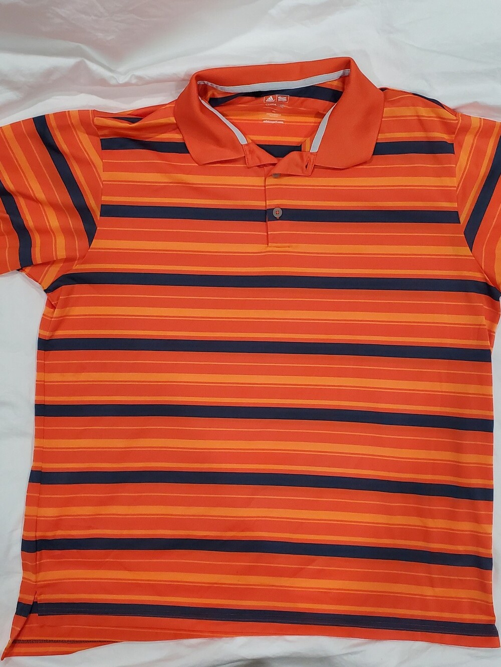 Adidas Golf Climalite Orange Multi-Stripe Polo Shirt Men's Size XL